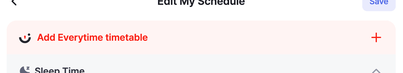 The Add Everytime timetable button at the top of the My Schedule editor